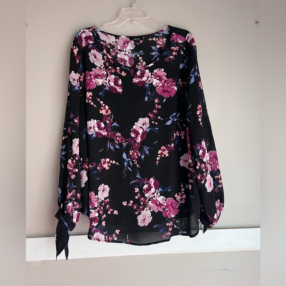 Alyx Black and Pink Floral Blouse